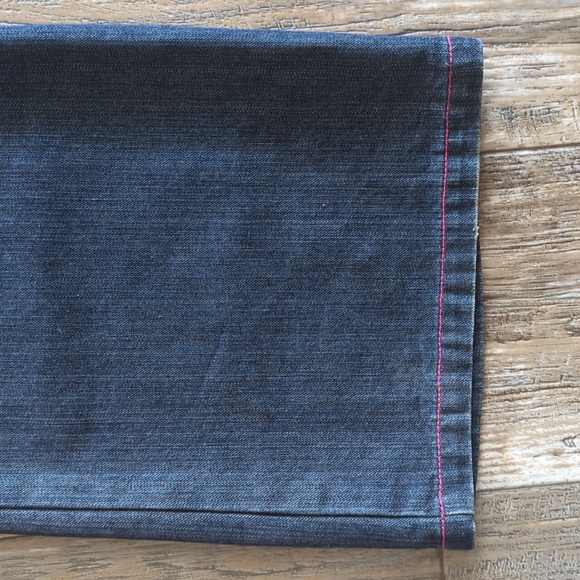 TOMMY HILFIGER bootcut Trouser style jeans dark wash denim pink stitching sz 10 - Picture 9 of 12